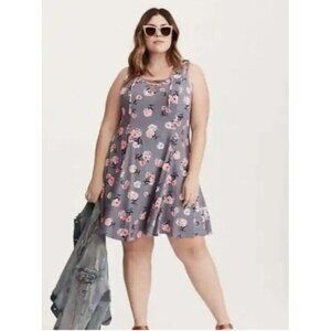 Torrid Gray Floral Mini Dress